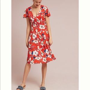 Anthropologie floral red dress